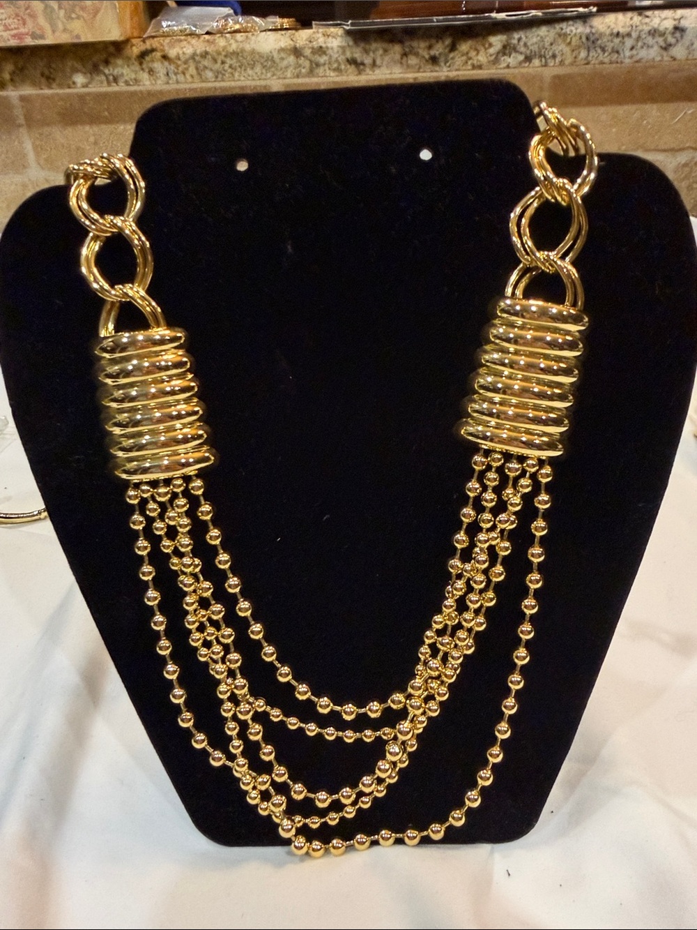 Vintage Elegant Gold Multi-Strand Beaded Necklace for Women